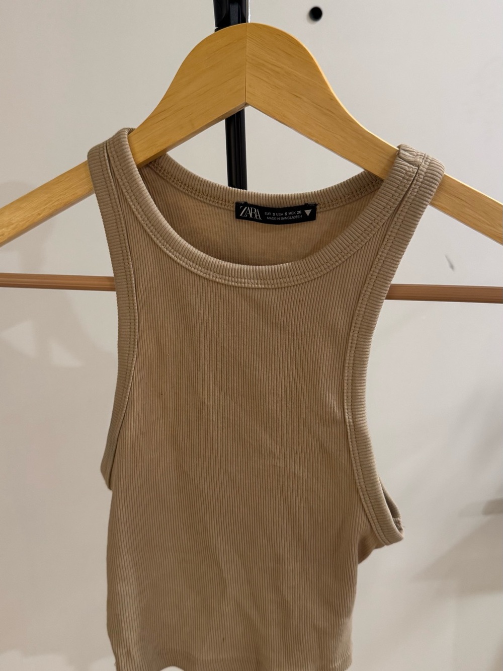 Zara Tan Ribbed Racerback Tank